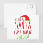 Mijn DAD is KERSTMAN I wedde u JALOERSE Grappig Feestdagenkaart (Voorkant / Achterkant)