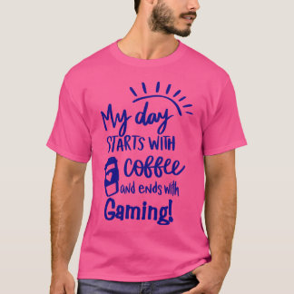 Mijn dag begint met koffie gamen retro vriend t-shirt