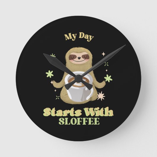 Mijn dag begint met sloffee ronde klok (Voorkant)