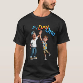 Mijn Dag Een Vader En Zoon Schattigee Cartoon Fami T-shirt