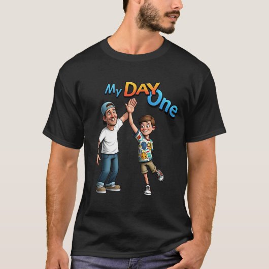 Mijn Dag Een Vader En Zoon Schattigee Cartoon Fami T-shirt (Voorkant)