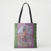 Mijn dag in het Boerderij Poppy springen tartan pl Tote Bag (Voorkant)