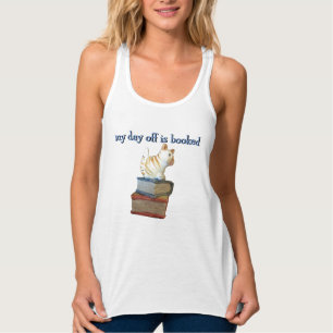 Mijn dag uit wordt geboekt met kat en boeken T-shi Tanktop