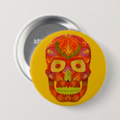 Mijn dag van de doodgeïnspireerde schedel viert he ronde button 7,6 cm (Voorkant /achterkant)
