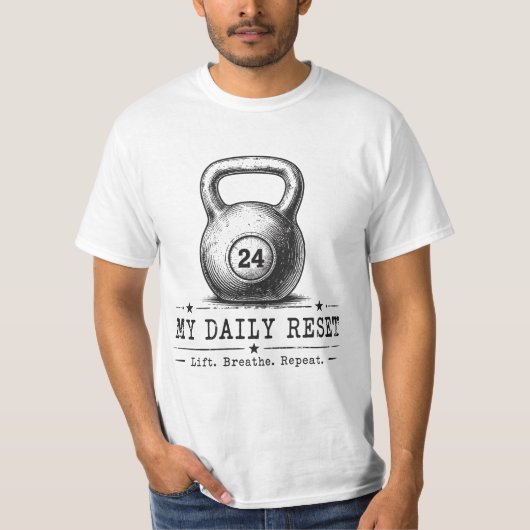 Mijn Dagelijkse Reset | Lift Breathe Repeat Workou T-shirt (Voorkant)