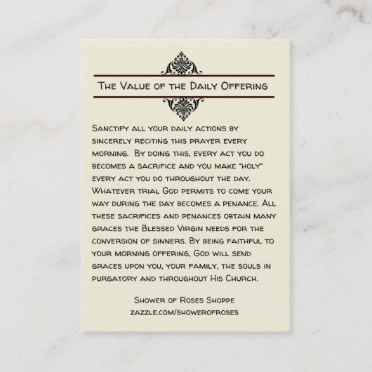 Mijn dagochtend biedt gebeden Floral Heilige Kaart Visitekaartje (Achterkant)