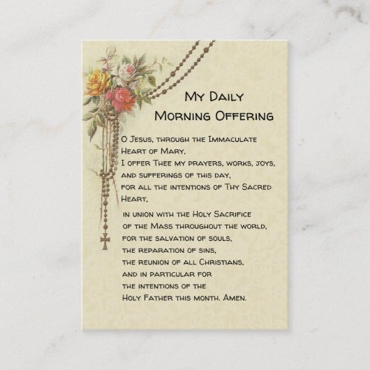 Mijn dagochtend biedt gebeden Floral Heilige Kaart Visitekaartje (Voorkant)