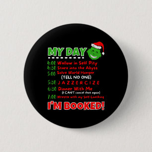 Mijn dagplanning Ik ben volgeboekt Kersttrui Chris Ronde Button 5,7 Cm
