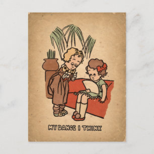 Mijn Dans Denk Ik Vintage Cartoon Briefkaart