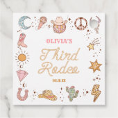 Mijn derde Rodeo Disco Cowgirl 3e verjaardag Bedankjes Labels (Achterkant)
