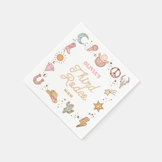 Mijn derde Rodeo Disco Cowgirl 3e verjaardag Servet (Hoek)