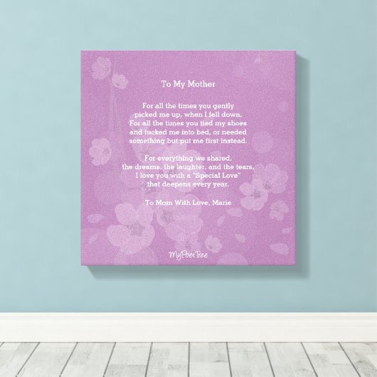 Mijn Dichter Boom, aan mijn moeder, Canvas Afdruk (Insitu (Houten vloer))