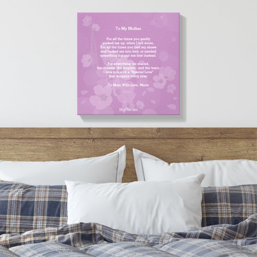 Mijn Dichter Boom, aan mijn moeder, Canvas Afdruk (Insitu (Slaapkamer))