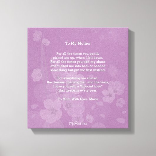 Mijn Dichter Boom, aan mijn moeder, Canvas Afdruk (Voorkant)