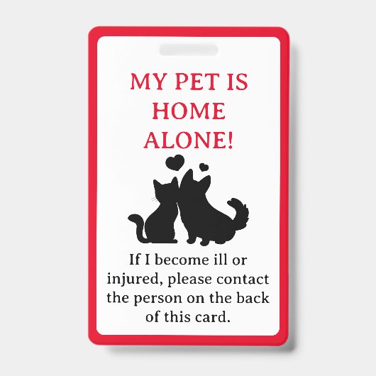 Mijn dichter, Dog is Home Alone Card Sleutelhanger Badge (Voorkant)
