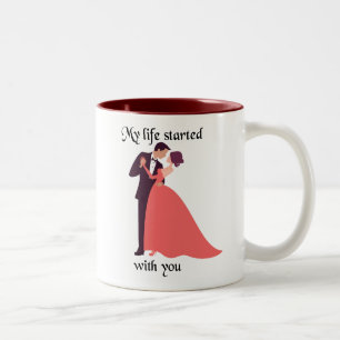 Mijn die Leven met u is begonnen Tweekleurige Koffiemok