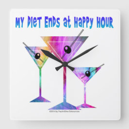 Mijn DIEET EINDIGT bij Happy Hour! Vierkante Klok