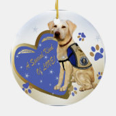 Mijn dienst doet een speciaal soort liefdeslab. keramisch ornament (Achterkant)