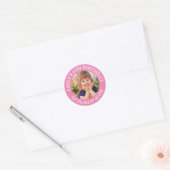 Mijn dierbare zus Happy Birthday Fotonaam Ronde Sticker (Envelop)