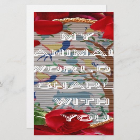 Mijn dierenwereld: prachtig boom- en vogelontwerp briefpapier (Voorkant / Achterkant)