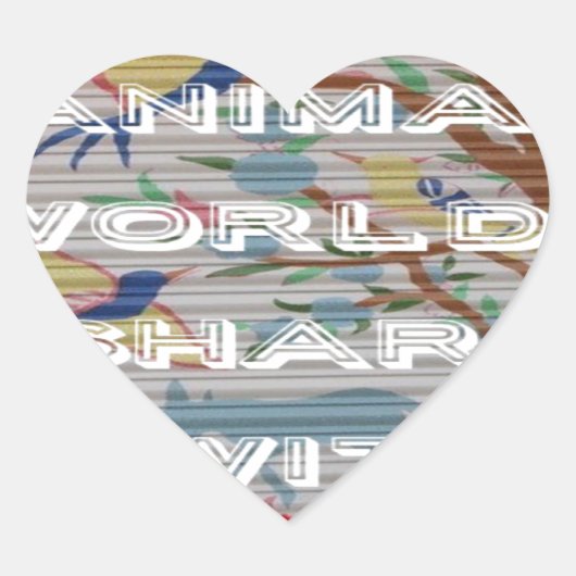 Mijn dierenwereld: prachtig boom- en vogelontwerp hart sticker (Voorkant)