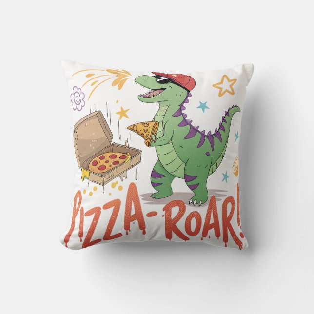 Mijn dinasour eet pizza voor mij kussen (Voorkant)