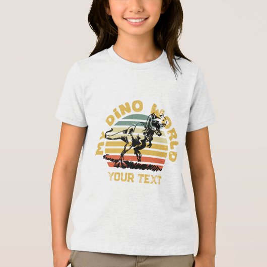 Mijn Dino World Jeugd Tri-Blend Shirt (Voorkant)