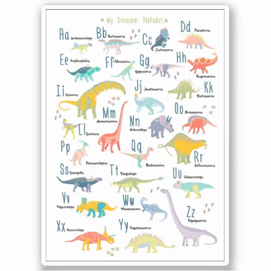 Mijn Dinosaur Alphabet Sticker (Voorkant)