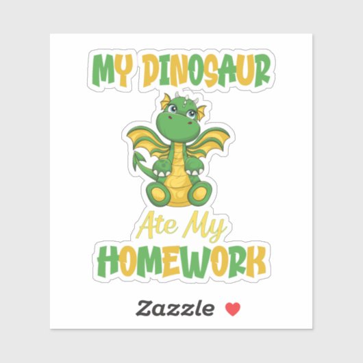 Mijn Dinosaur Ate Mijn Sticker voor thuiswerk (Vel)