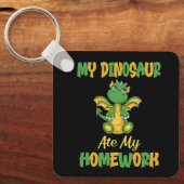 Mijn dinosaurus at mijn thuiswerk sleutelhanger (Voorkant)