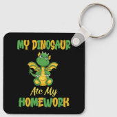 Mijn dinosaurus at mijn thuiswerk sleutelhanger (Achterkant)