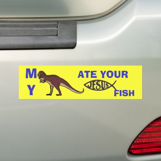 Mijn dinosaurus Ate je Jezus Vis Bumpersticker (Op auto)