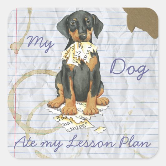 Mijn Doberman Ate Mijn Lesson Plan Vierkante Sticker (Voorkant)