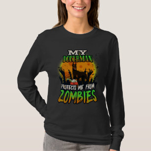Mijn Doberman beschermt me tegen Zombies Funny Dob T-shirt