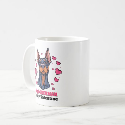 Mijn Doberman is mijn Valentijn Schattige Funny Koffiemok (Voorkant links)