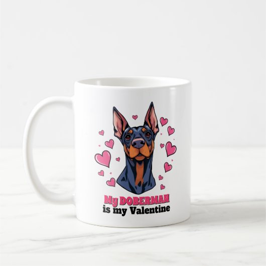 Mijn Doberman is mijn Valentijn Schattige Funny Koffiemok (Links)