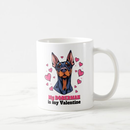 Mijn Doberman is mijn Valentijn Schattige Funny Koffiemok (Rechts)