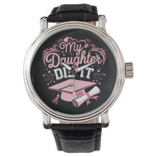 Mijn dochter heeft het gedaan Afstuderen Roze Afst Horloge