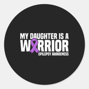 Mijn dochter is een krijger Paarse lint epilepsie  Ronde Sticker