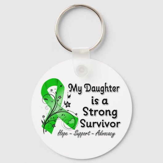 Mijn dochter is een sterk Survivor Green Ribbon Sleutelhanger (Voorkant)