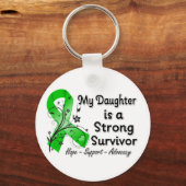 Mijn dochter is een sterk Survivor Green Ribbon Sleutelhanger (Voorkant)