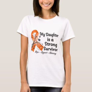 Mijn dochter is een sterk Survivor Oranje Ribbon T-shirt