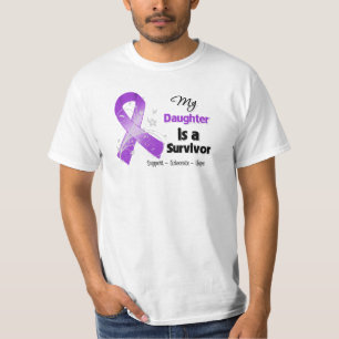 Mijn dochter is een Survivor Paarse Ribbon T-shirt