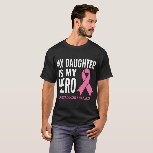 Mijn dochter is mijn Hero Breast Cancer Support T-shirt (Voorkant volledig)