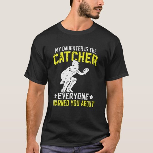 Mijn dochter is softbal catcher papa softbal vangs t-shirt (Voorkant)