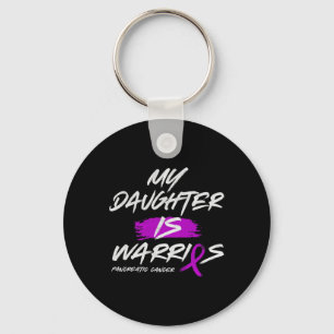 Mijn dochter is Warrior Pancreatic Paarse Ribbon S Sleutelhanger