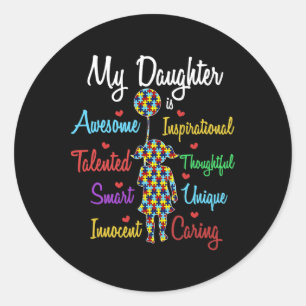 Mijn dochter Liefde Puzzel Autistische Cool Autism Ronde Sticker