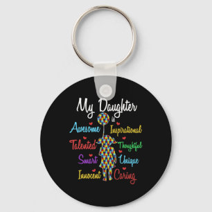Mijn dochter Liefde Puzzel Autistische Cool Autism Sleutelhanger