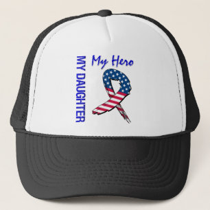 Mijn dochter Mijn Hero Patriotic Grunge Ribbon Trucker Pet