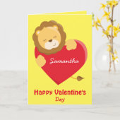 Mijn dochter op Valentine Day Lovely Lion Kaart (Gele Bloem)